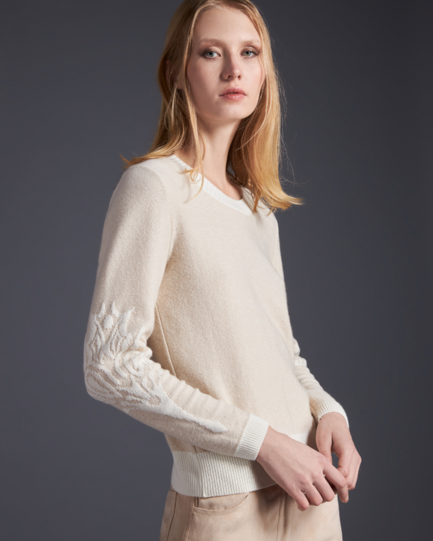 Maglia girocollo jacquard