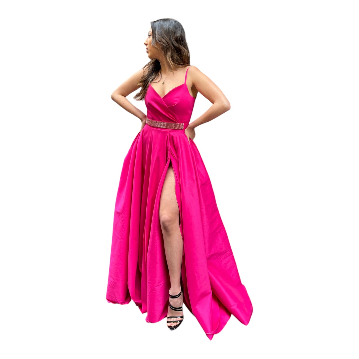 Abito con cintura strass