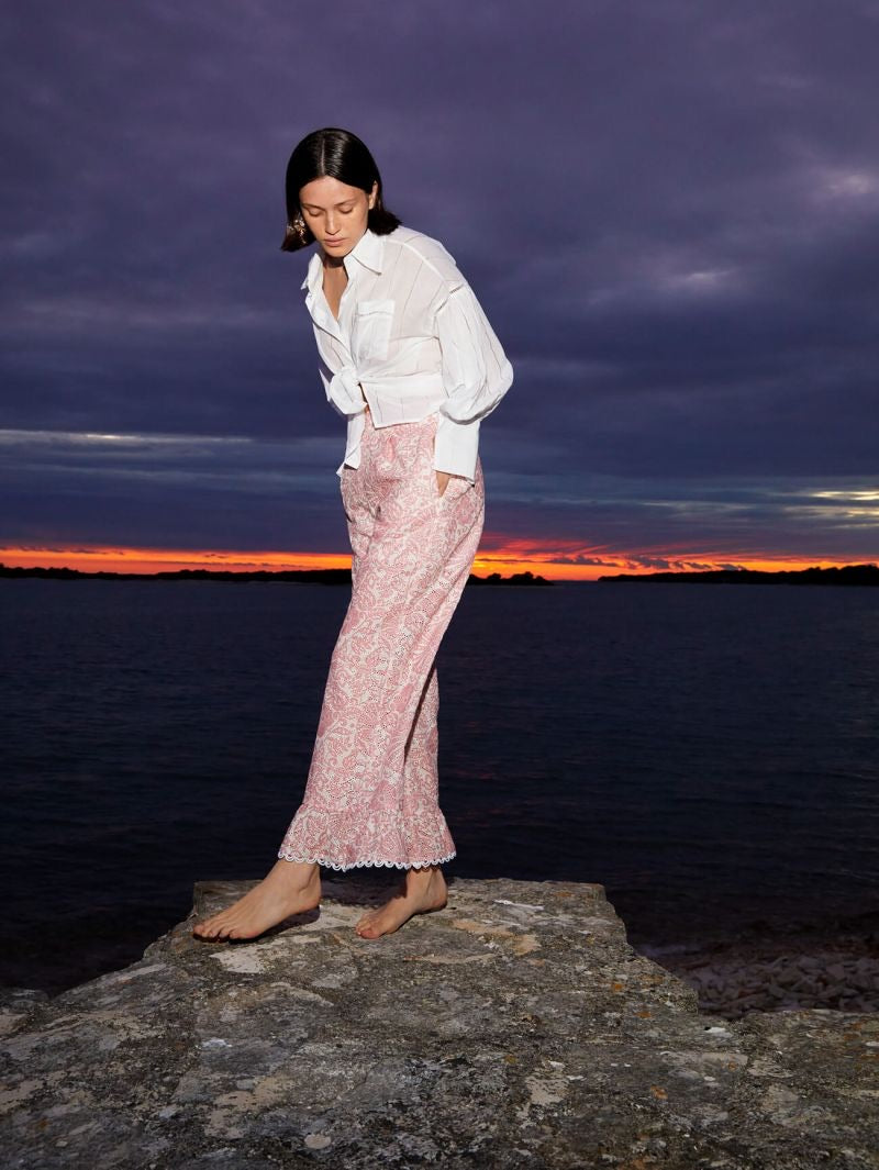 Pantalone in sangallo stampato